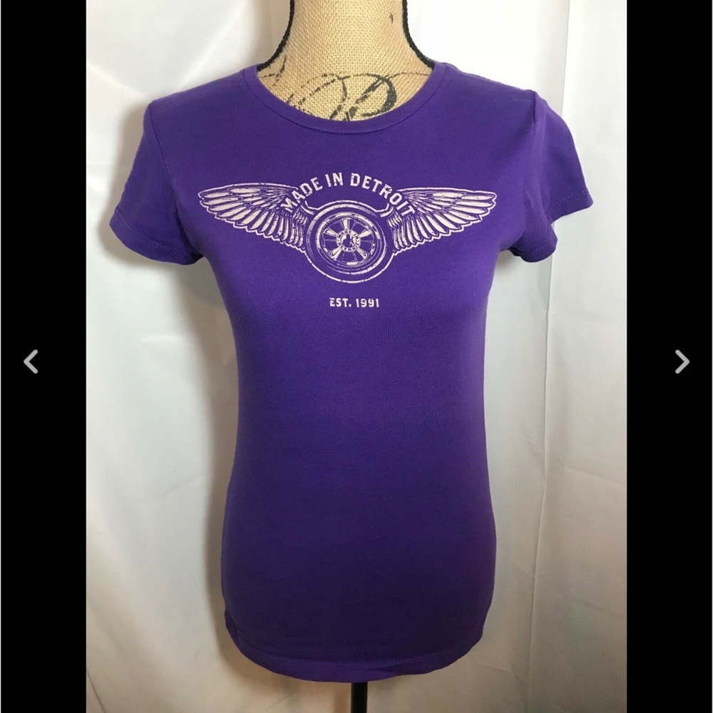 Made In Detroit Purple Winged Tire Logo T-shirt L